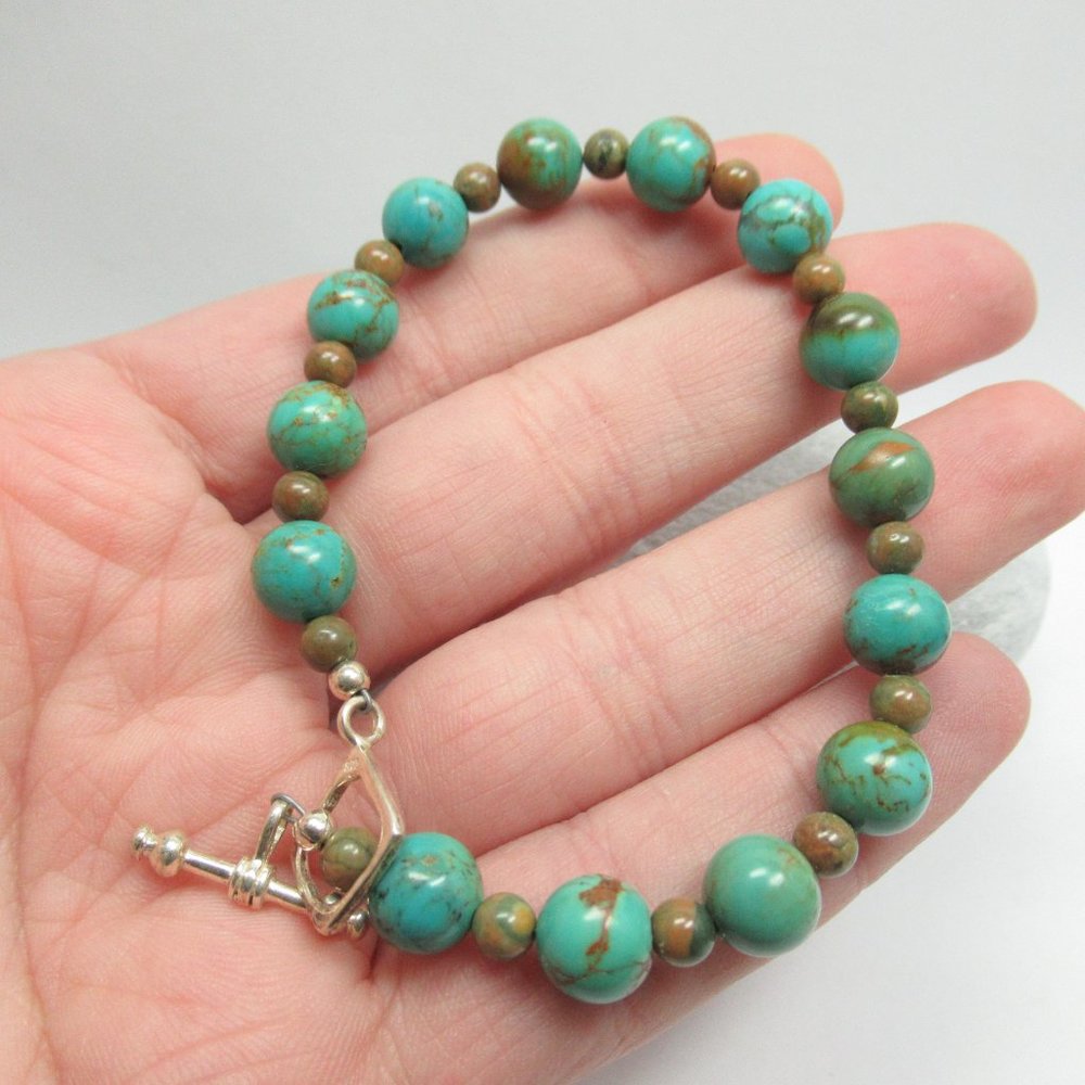Turquoise and Rhyolite Bracelet - Picture 8 of 13